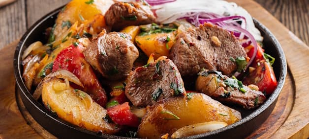 baked grass-fed beef with vegetables